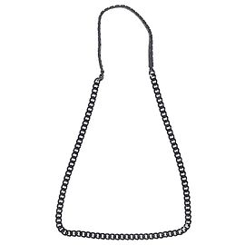 Colar com corrente de couro cravejado Burberry em metal preto Preto