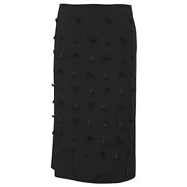 Saia trançada com detalhes de borla Jason Wu em lã preta Preto