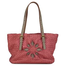 Bottega Veneta-Bottega Veneta Bolso tote de cuero con flor marquesa Intrecciato Bolso tote de cuero 169759 en buen estado-Otro