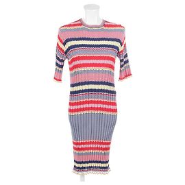 Vestido de malha listrada Céline Multicor