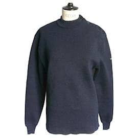 Saint James-SAINT JAMES Plain sailor sweater in wool, new, Men's size 44 XL.-Navy blue