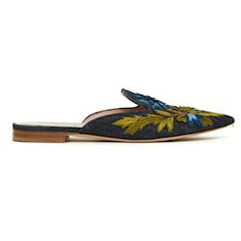 Alberta Ferretti-Alberta Ferretti Flats Mules EU39 Floral Denim Slip-On-Schuhe US8-Blau