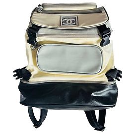 Chanel Sports Nylon and Rubber Backpack Black Cream Black Cream