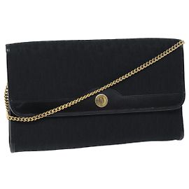 Christian Dior Trotter Canvas Chain Shoulder Bag Black Auth yk12202 Black
