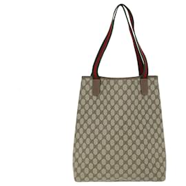 Gucci-GUCCI Borsa tote GG Supreme Web Sherry Line PVC Beige Rosso 002 58 6487 Auth yk12337-Rosso,Beige