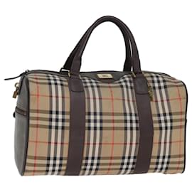 Autre Marque-Burberrys Nova Check Boston Bag Canvas Beige Auth yk12405-Beige