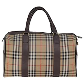 Autre Marque-Burberrys Nova Check Boston Bag Canvas Beige Auth yk12405-Beige