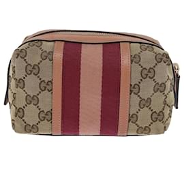 Gucci-GUCCI Pochette in tela GG Sherry Line Beige Vino Rosso 256636 Auth am6220-Beige,Altro