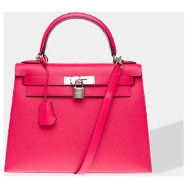 Hermès HERMES Kelly 28 Bag in Pink Leather - 101807 Pink