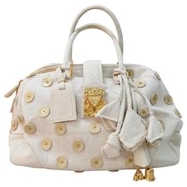 Louis Vuitton-LOUIS VUITTON Bowly Polka Dot Panama Bag-Beige