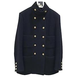 Chanel-Chanel Double Breasted CC Buttons Wool Coat-Black