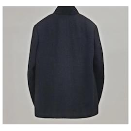 Chanel-Chanel Double Breasted CC Buttons Wool Coat-Black