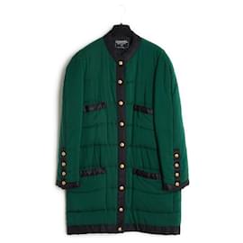 Chanel-AH1990 Chanel Coat FR42 Iconic FW1990 Silk CC coat US12-Green