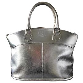 Louis Vuitton Suhali Lockit MM Silver Leather Handbag Silvery