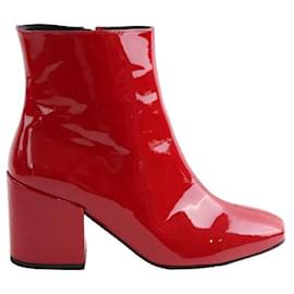 The Kooples-PATENT LEATHER BOOTS-Dark red