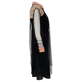 Autre Marque-Christian Dior Robe transparente noire avec détails brodés et slip-Noir