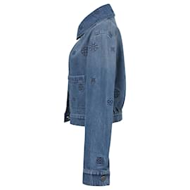 Chanel-Chanel Logo Detailed Button Front Jacket in Blue Denim-Blue