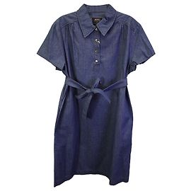 Apc A.P.C. Minivestido com cinto em jeans de algodão azul Azul