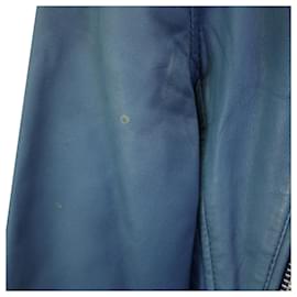 Maje-Maje Biker Jacket in Blue Leather-Blue