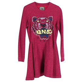 Vestido Kenzo Upperr Flared em Algodão Rosa Rosa