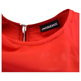 Jacquemus-Jacquemus Castagna Draped Mini Dress in Red Polyester-Red