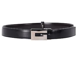 Gucci-Ceinture à boucle Gucci Square G en cuir noir-Noir