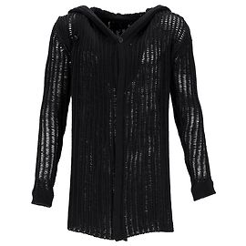 Rick Owens – Strickjacke mit Kapuze aus schwarzer Wolle Schwarz