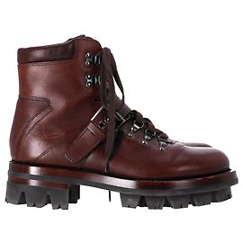 Prada Botas de caminhada em couro marrom Marrom
