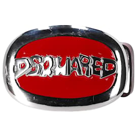 Cinto com fivela com placa de logotipo Dsquared2 em couro marrom Marrom