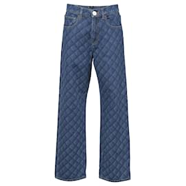 Chanel-Karierte Highwaist-Jeans von Chanel aus blauer Baumwolle-Blau