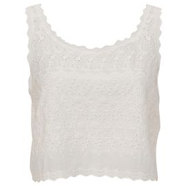 Top corto con occhielli LoveShackFancy in cotone bianco Bianco