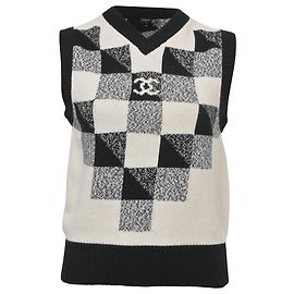 Chanel Coco Mark Strickweste aus schwarzem Kaschmir Schwarz