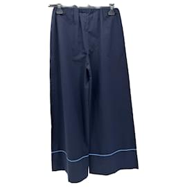 Autre Marque-NON SIGNE / UNSIGNED  Trousers T.UK 16 Cotton-Navy blue