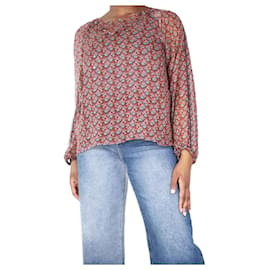 Autre Marque-Blouse florale en soie rouge - taille UK 16-Rouge