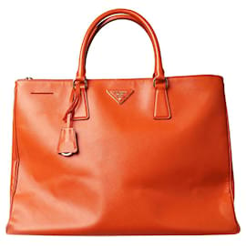 Prada-Orange large Saffiano leather Galleria top handle bag-Orange