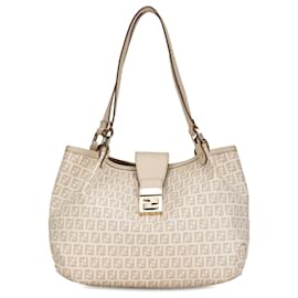 Fendi-Fendi White Zucchino Spalmati Chiusura Tote-White