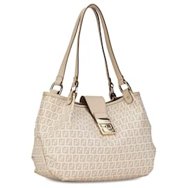 Fendi-Fendi White Zucchino Spalmati Chiusura Tote-White
