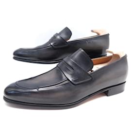 Berluti-CHAUSSURES BERLUTI MOCASSINS 4641 GASPARD GALLET 7 41 CUIR PATINE LOAFERS-Gris