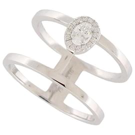 Messika-NEW MESSIKA GLAM'AZONE 2 ROW RING 06173 IN 18K WHITE GOLD DIAMOND 0.16CT-Silvery