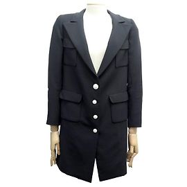 NEW CHANEL LONG JACKET P31042 SIZE 34 S IN BLACK WOOL NEW WOOL JACKET Black
