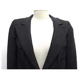 Chanel-NEW CHANEL LONG JACKET P31042 SIZE 34 S IN BLACK WOOL NEW WOOL JACKET-Black