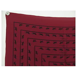 Hermès-VINTAGE FOULARD HERMES SAUT GALOP CANTER RACK LES ALLURES CARRE SOIE SCARF-Bordeaux