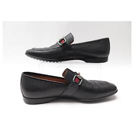 Gucci-CHAUSSURES GUCCI MOCASSINS HORSEBIT BANDE WEB 190004 7 IT 41 SHOES LOAFERS-Noir