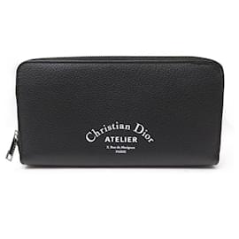 Christian Dior-NEUE CHRISTIAN DIOR HOMME ATELIER GELDBÖRSE AUS genarbtem Leder. NEUE LANGE GELDBÖRSE-Schwarz
