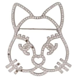 CHANEL CHOUPETTE KATZENBROSCHE SILBER STRASS + SAMMLERBOX NEUE BROSCHE Silber