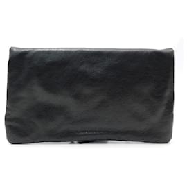 Balenciaga-NEW BALENCIAGA ENVELOPE HAND POUCH BAG 224915 IN BLACK CLUTCH LEATHER-Black