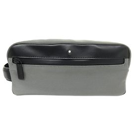 NEU MONTBLANC NIGHTFLIGHT WASCHBEUTEL KULTURTASCHE 126664 CANVAS & LEDER Grau