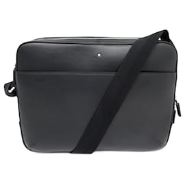 Montblanc-NEW MONTBLANC MESSENGER LOGO PLATE BAG 124084 BLACK SHOULDER BAG-Black