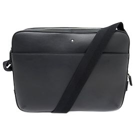 NUOVA BORSA CON PIASTRA LOGO MONTBLANC MESSENGER 124084 BORSA A TRACOLLA NERA Nero