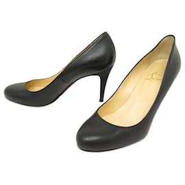 Christian Louboutin-CHRISTIAN LOUBOUTIN SCHUHE 37,5 PUMPS AUS SCHWARZEM LEDER COURT-PUMP-SCHUHE-Schwarz